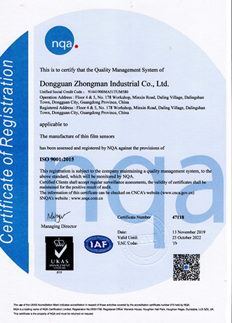 ISO quality system certification